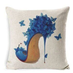 Blue Butterfly Shoe Pillow Cover